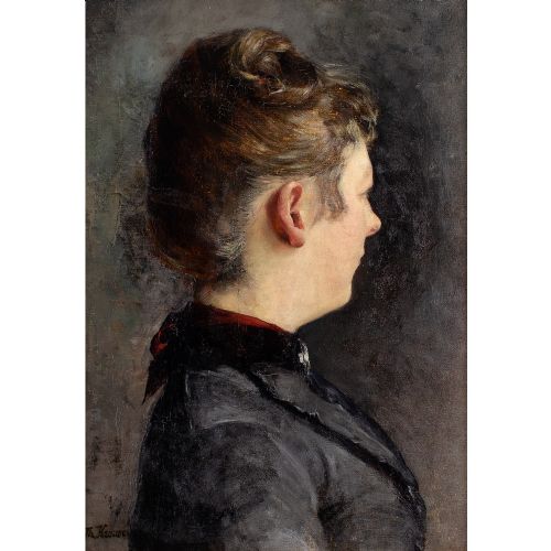 fig 1. Ernst Theodor Krause, Portrait Study Of A Woman - Antique Oil Painting