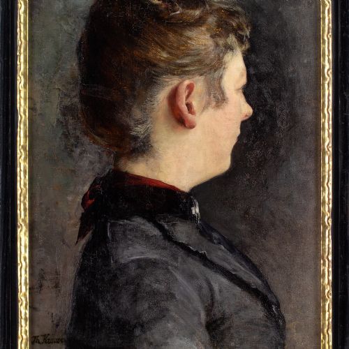fig 4. Ernst Theodor Krause, Portrait Study Of A Woman - Antique Oil Painting