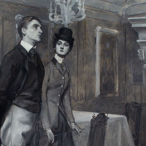 JOHN DA COSTA REFLECTIONS AFTER THE RIDE ANTIQUE OIL PAINTING - ADDITIONAL PHOTO 7
