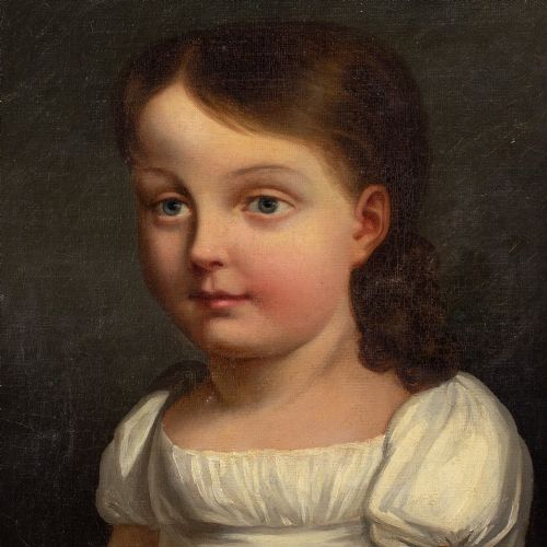 fig 2. Early 19th-Century French School, Portrait Of A Girl - Antique Oil Painting
