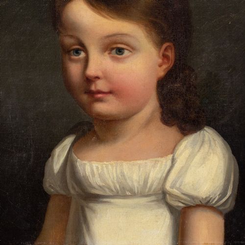 fig 3. Early 19th-Century French School, Portrait Of A Girl - Antique Oil Painting