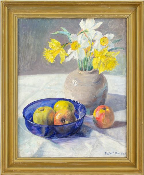 Robert Panitzsch, Still Life with Daffodils & Apples - Oil Painting