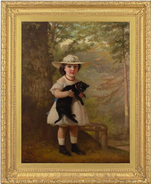 Alfred Hitchens Corbould, Portrait of Lucy Wickham - Large Antique Oil Painting