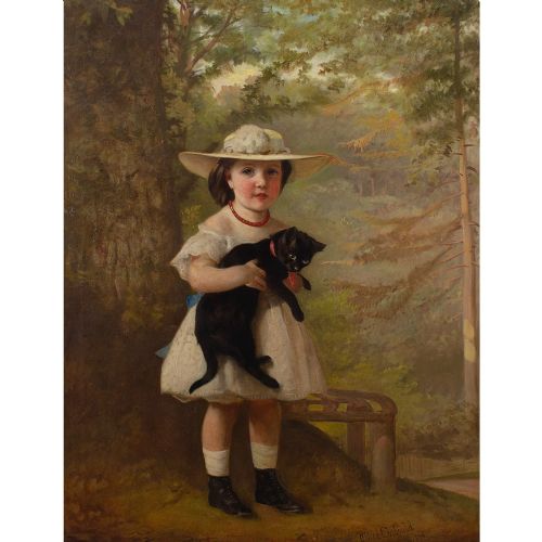 fig 2. Alfred Hitchens Corbould, Portrait Of Lucy Wickham - Large Antique Oil Painting