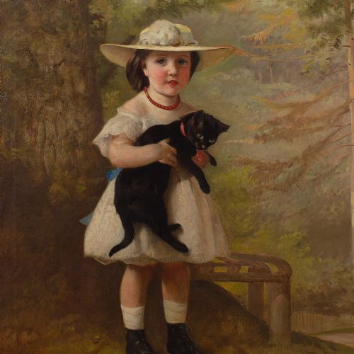 fig 3. Alfred Hitchens Corbould, Portrait Of Lucy Wickham - Large Antique Oil Painting