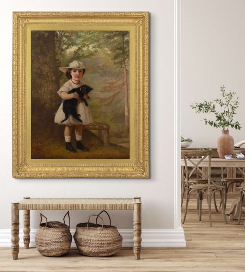 fig 4. Alfred Hitchens Corbould, Portrait Of Lucy Wickham - Large Antique Oil Painting