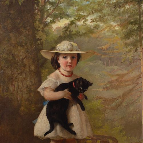 fig 5. Alfred Hitchens Corbould, Portrait Of Lucy Wickham - Large Antique Oil Painting