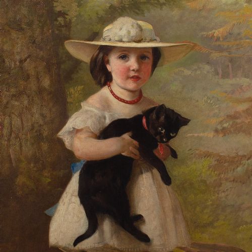 fig 6. Alfred Hitchens Corbould, Portrait Of Lucy Wickham - Large Antique Oil Painting