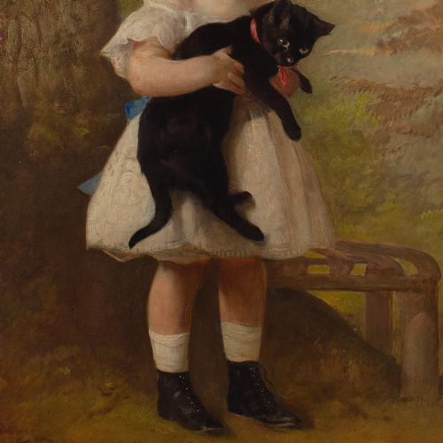 fig 7. Alfred Hitchens Corbould, Portrait Of Lucy Wickham - Large Antique Oil Painting