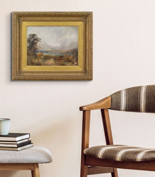 fig 3. William Henry Pigott, Highland Cattle Beside A Loch - Antique Oil Painting