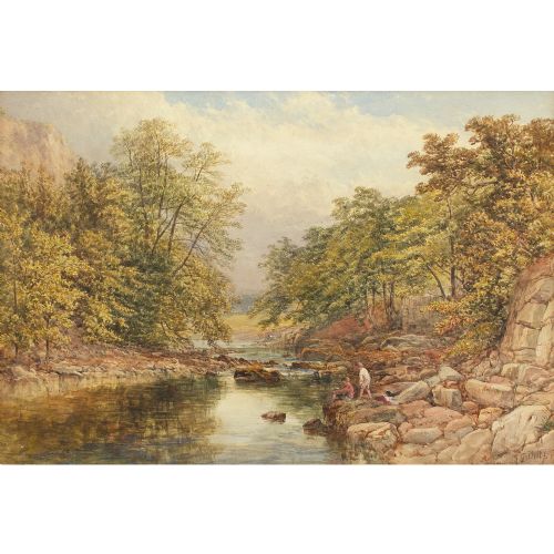 fig 1. James George Philp, On The Derwent, Derbyshire - Antique Watercolour
