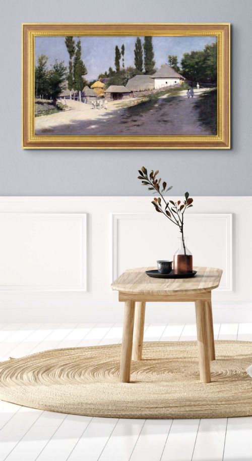 fig 3. Late 19th-Century Eastern European School, Landscape With Farm Buildings - Antique Oil Painting