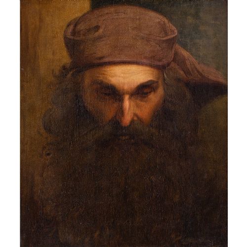 fig 1. 19th-Century German School, Study Of A Man’s Head - Antique Oil Painting