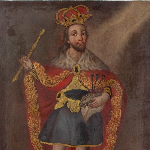 18THCENTURY CUSCO SCHOOL CHRIST WITH ARMA CHRISTI ANTIQUE OIL PAINTING - ADDITIONAL PHOTO 4
