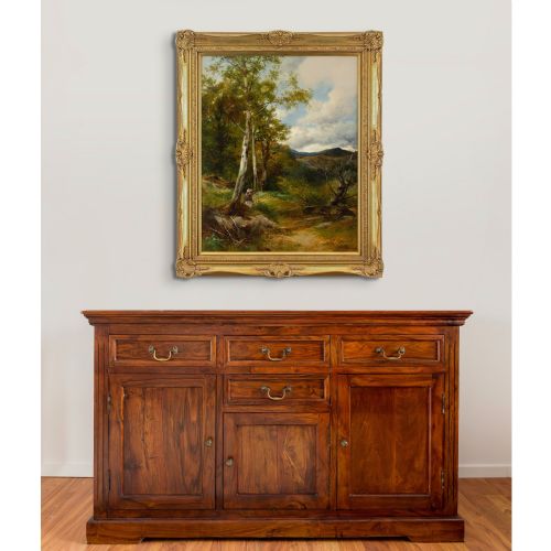 fig 2. David Bates, Forest View With Distant Peaks, North Wales - Antique Oil Painting