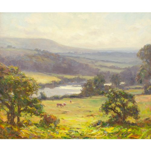 fig 1. Augustus William Enness RBA, View Over The River Wharfe - Antique Oil Painting 