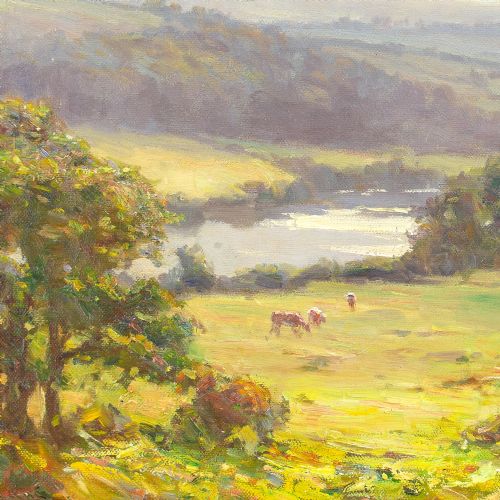 fig 2. Augustus William Enness RBA, View Over The River Wharfe - Antique Oil Painting 