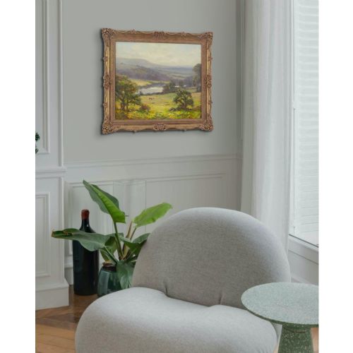 fig 3. Augustus William Enness RBA, View Over The River Wharfe - Antique Oil Painting 
