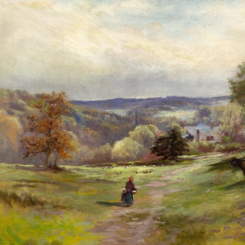 fig 1. Henry Hadfield Cubley, Matlock Bath From The Hillside - Antique Oil Painting 