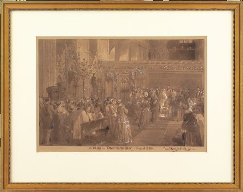 Edward Henry Corbould, Westminster Abbey, the Wedding - Antique Watercolour