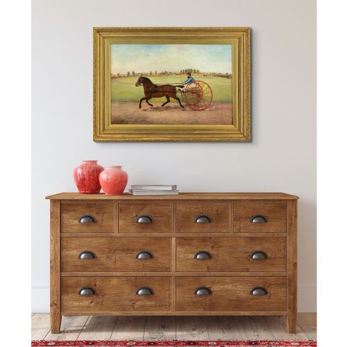 fig 2. 19th-Century British Folk Art, Harness Racing - Antique Oil Painting