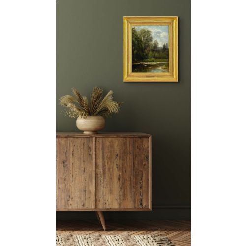 fig 1. August Kraus, Landscape With Pond - Antique Oil Painting