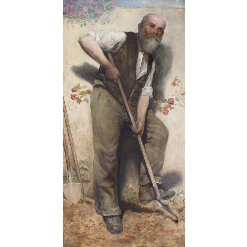 fig 1. Richard Faulhammer, The Gardener - Antique Oil Painting