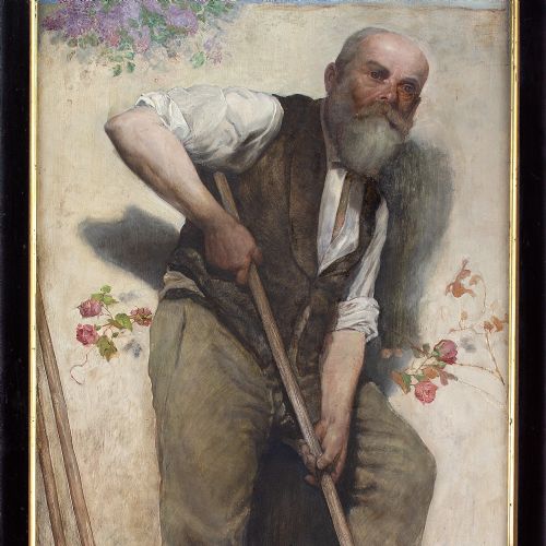 fig 2. Richard Faulhammer, The Gardener - Antique Oil Painting