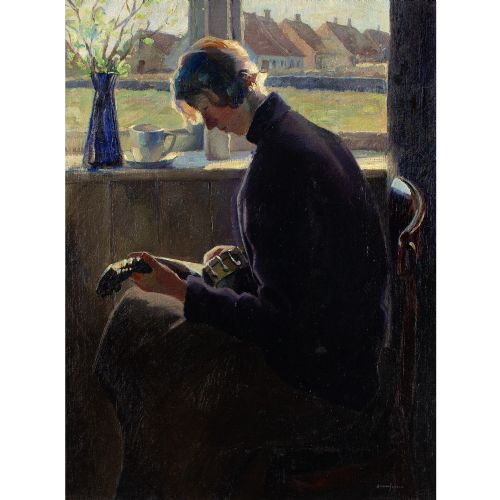 fig 1. Herman Jensen, A Musician - Antique Oil Painting
