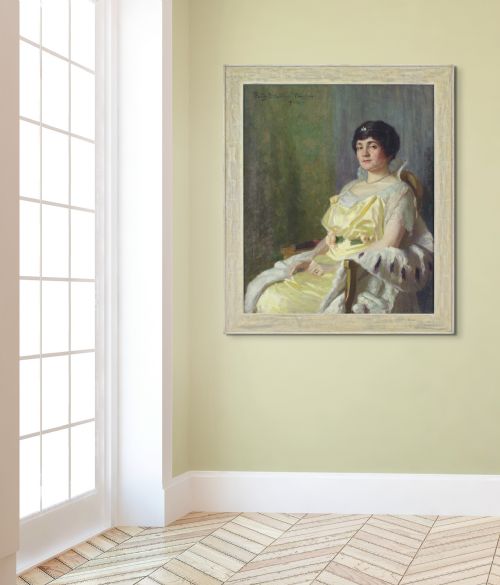 fig 2. Fritz Sattler, Portrait Of A Lady With Robes - Large Antique Oil Painting