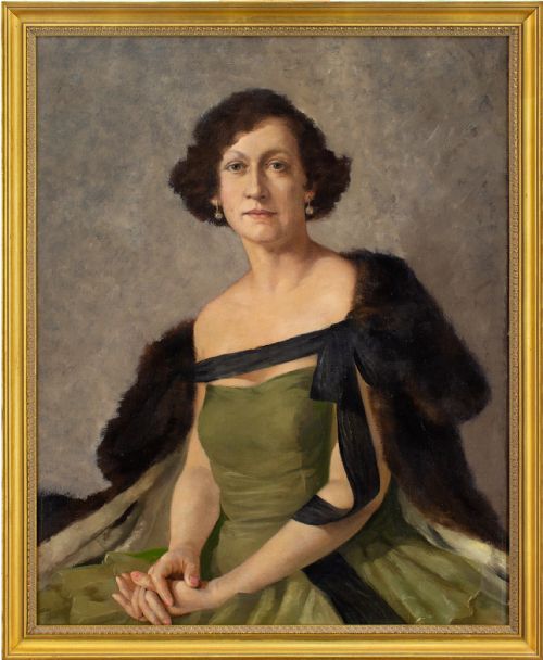 Philippe De Rougemont, Portrait of a Lady in an Evening Gown - Oil Painting