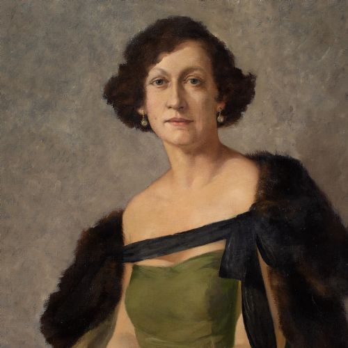 fig 2. Philippe De Rougemont, Portrait Of A Lady In An Evening Gown - Oil Painting