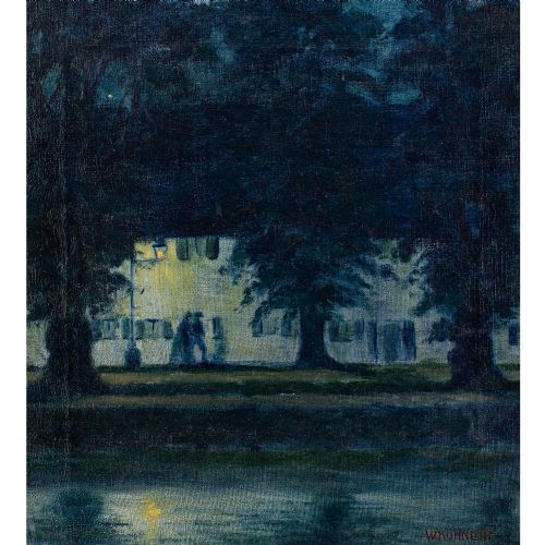 fig 1. Werner Köhnlein, Nocturne With Figures - Oil Painting