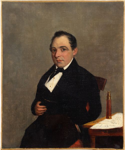 Mid-19th-century Dutch School, Portrait of a Navigator - Antique Oil Painting
