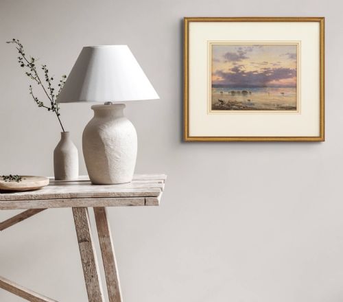 fig 3. William Stephen Coleman, Coastal Landscape With Sunset - Antique Watercolour