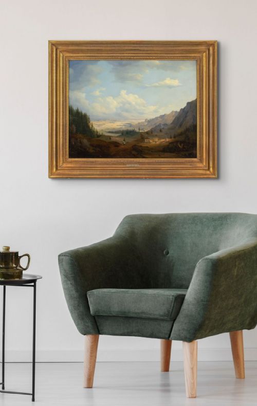 fig 2. Max Josef Wagenbauer (School), Alpine Landscape With Cabin - Antique Oil Painting