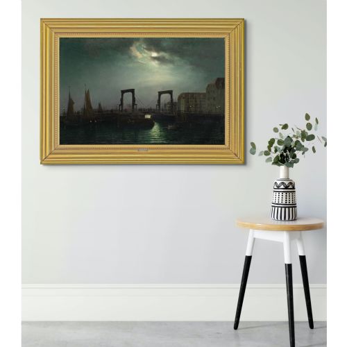 fig 2. Carl Bille, Evening Near The Old Knippelsbro In Copenhagen - Antique Oil Painting 