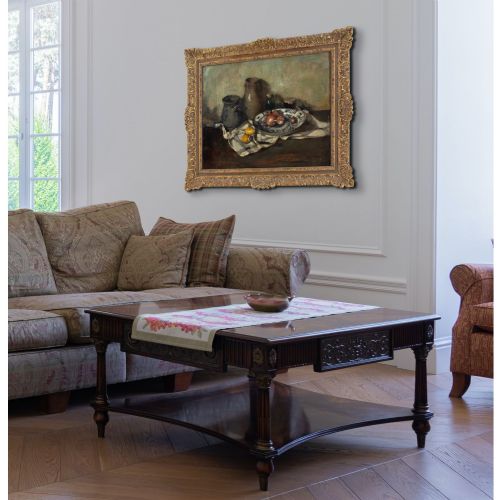 fig 1. Jan Van Looy, Still Life With Ceramics, Onions & Lemons - Oil Painting