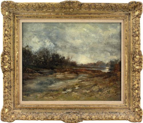 Late 19th-century German School, Isar Meadows, Munich - Antique Oil Painting