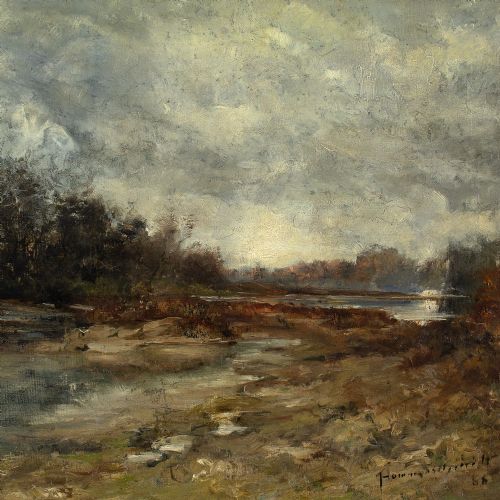 fig 2. Late 19th-Century German School, Isar Meadows, Munich - Antique Oil Painting