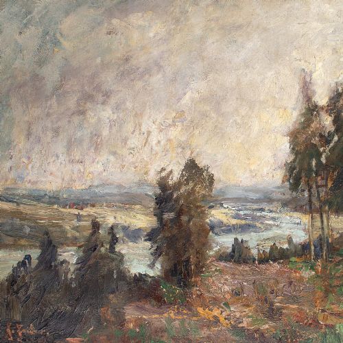 fig 1. Hans Von Heider, Isar Valley, Germany - Antique Oil Painting