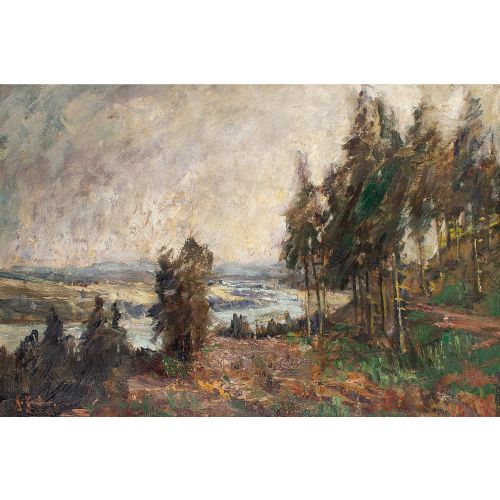 fig 3. Hans Von Heider, Isar Valley, Germany - Antique Oil Painting
