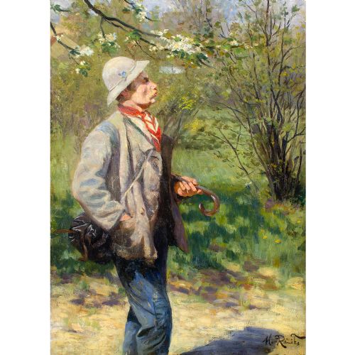 fig 2. Martin Ränike, The Whistling Artist - Antique Oil Painting