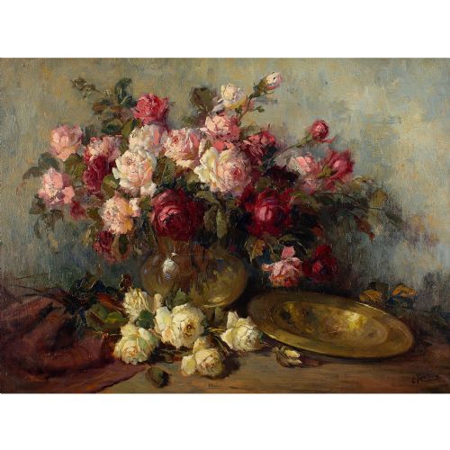 fig 1. Kees Terlouw, Still Life With Roses - Oil Painting 