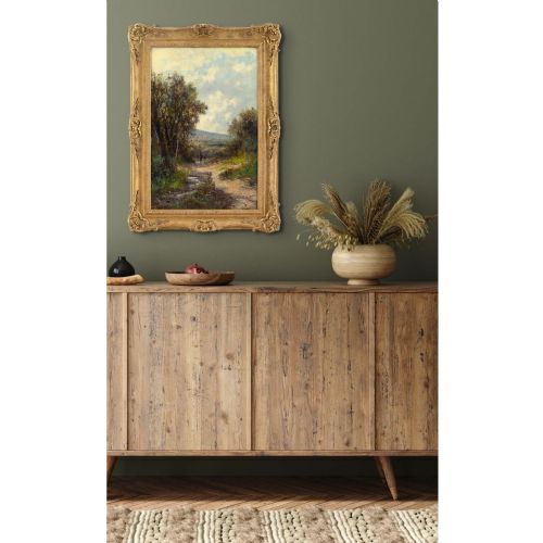 fig 2. Abraham Hulk Junior, Autumnal Landscape With Father & Child - Antique Oil Painting