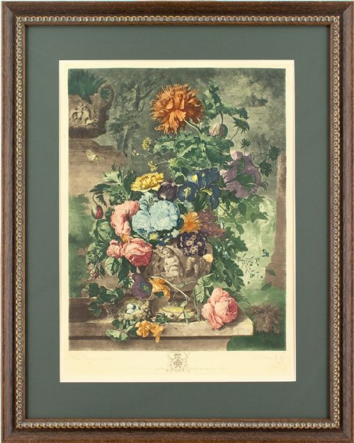 Richard Earlom After Jan Van Huysum, Still Life with Flowers - Hand-coloured Mezzotint