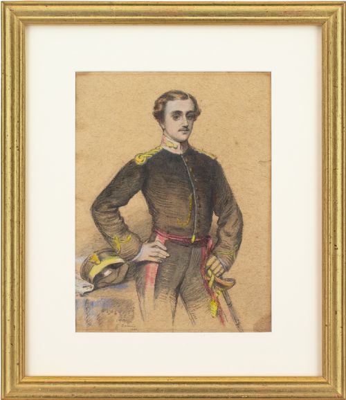 George Bonavia, Portrait of a Young Officer - Antique Pastel