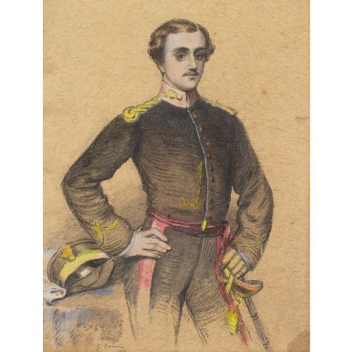 fig 1. George Bonavia, Portrait Of A Young Officer - Antique Pastel