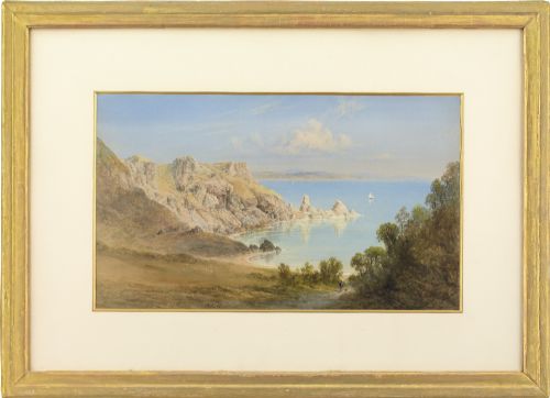 George Lowthian Hall, Anstey Cove, Torquay, Devon - Antique Watercolour
