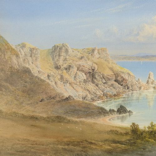 fig 1. George Lowthian Hall, Anstey Cove, Torquay, Devon - Antique Watercolour 